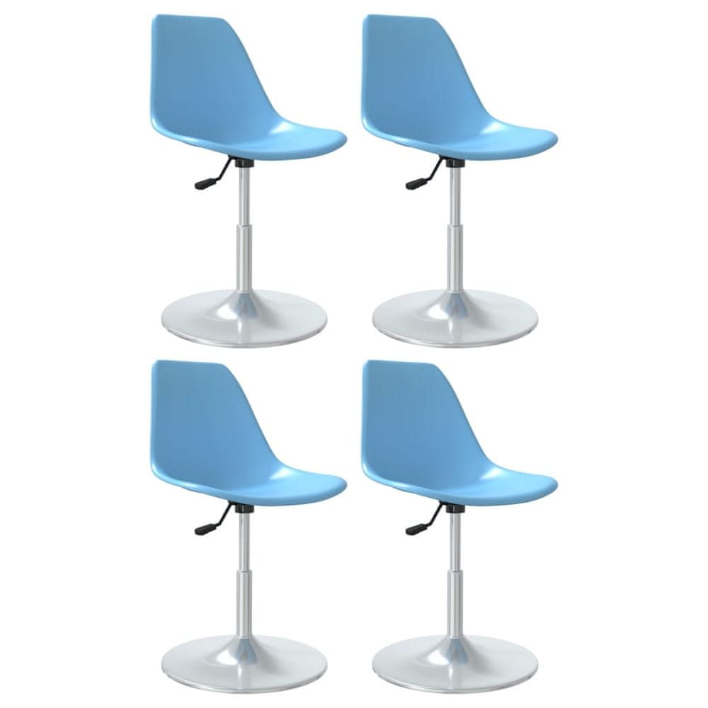Vidaxl Otočné jedálenské stoličky 4 ks modré PP